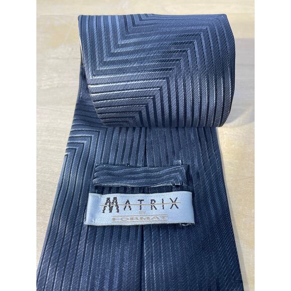 Vintage Matrix by Format Silk Necktie Gray Geometric Minimalist Preppy - Picture 3 of 6